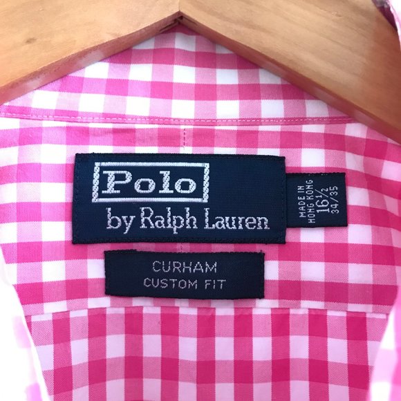 RALPH LAUREN LONG SLEEVE SHIRT Colorful Pink Gingham Men's Size 16.5 34/35 M L - Picture 5 of 6